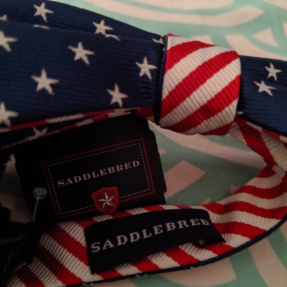 🆕 Saddlebred American Flag Reversible Bow Tie - Picture 7 of 8